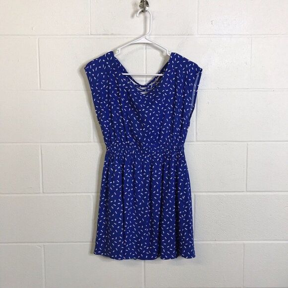 Forever 21 Womens (Juniors) Dress Blue Rayon Criss Cross Strappy Back Size S/P - Picture 1 of 12
